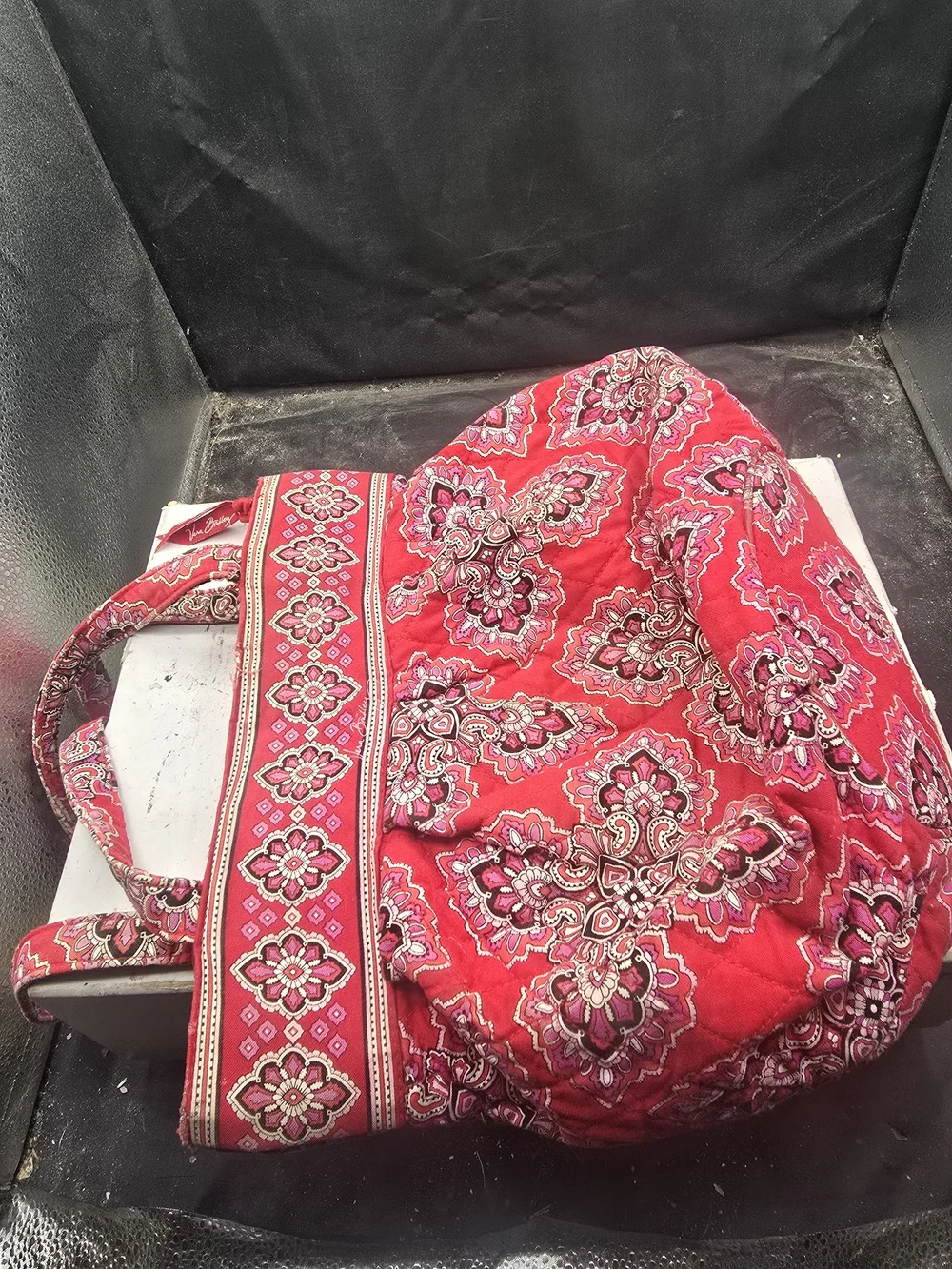 Quilted Floral Tote Bag in Red